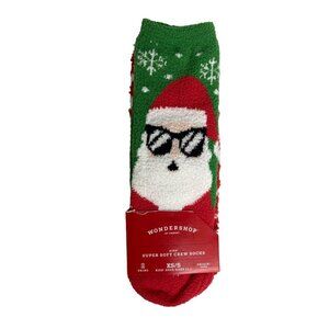 Wondershop Kids Super Soft Crew Christmas Santa Socks 2 Pk Size XS/S